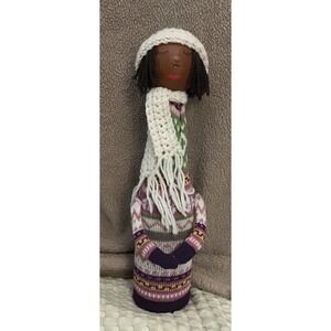 Handmade Fabric Doll Winter Outfit Knitted Hat Scarf Sweater Festive Decor